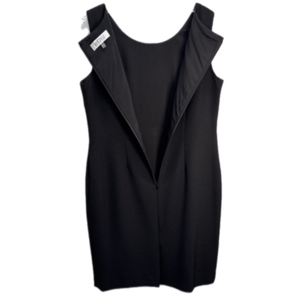 Kasper Elegant Evening Dress Classic Knee Length Sleeveless Studs 12P Black Goth - Picture 3 of 13